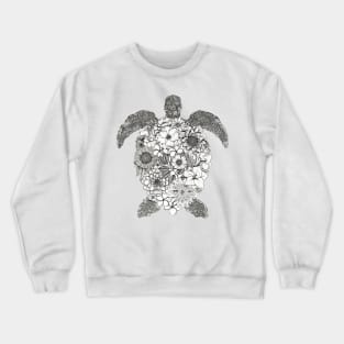 Floral Turtle White Background Crewneck Sweatshirt